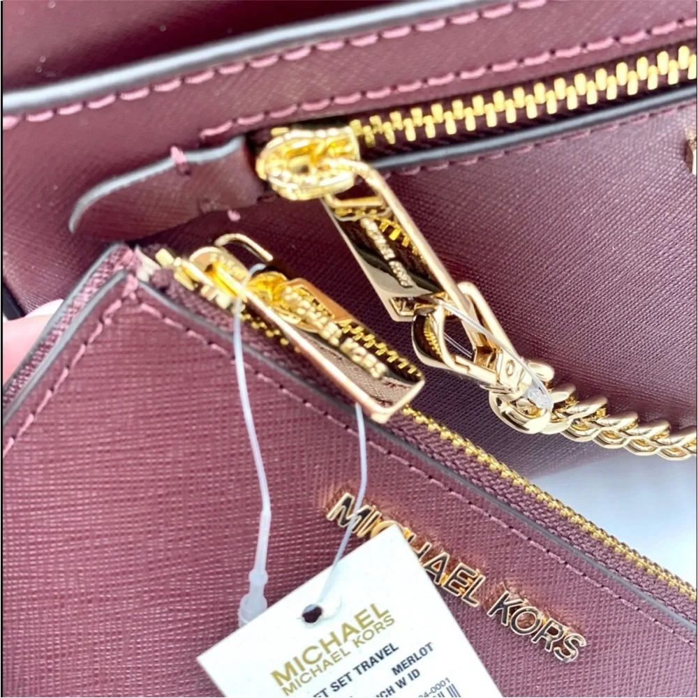 Michael Kors Crossbody Merlot and Small Wallet Coinpouch Set Bordeaux